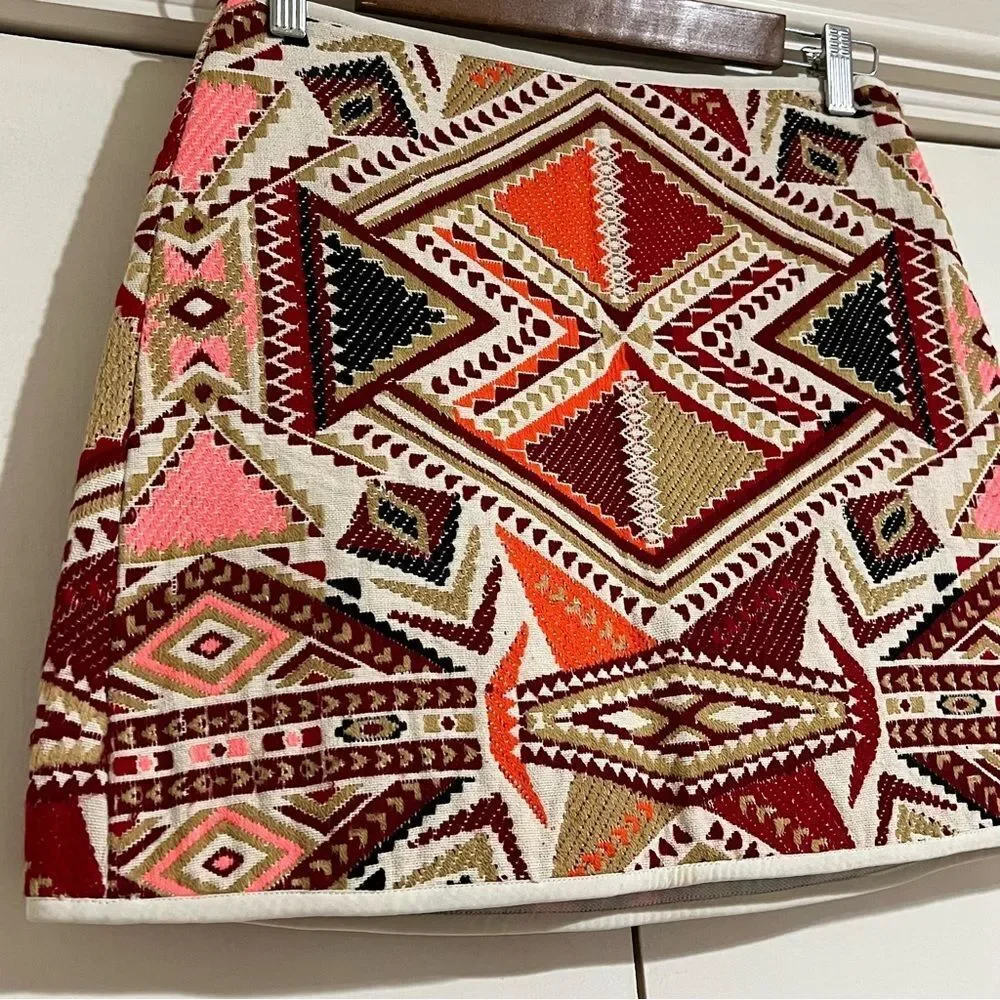 TopShop Women’s Geometric Patterned Skirt - Multicolor